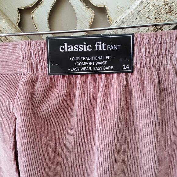 Alfred Dunner Women's 14 Telluride Corduroy Elastic Waist Pleated Pants Rose - Picture 4 of 6